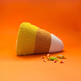 Candy Corn Shaped Hooked-Wool Halloween Throw Pillow