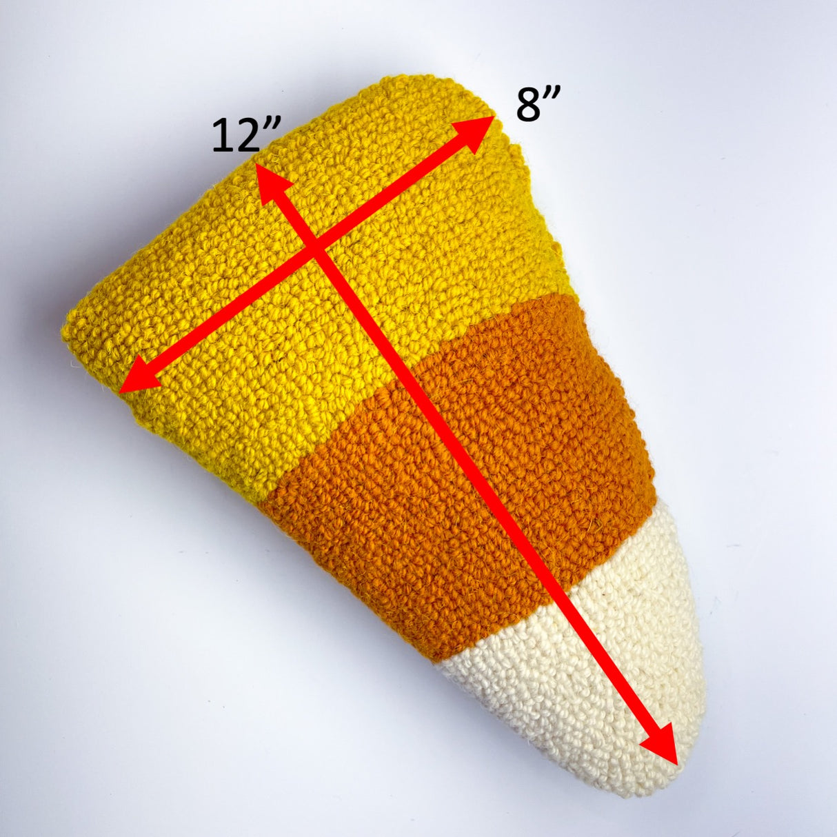 Candy Corn Shaped Hooked-Wool Halloween Throw Pillow