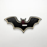 Madcap cottage black bat shaped halloween plate back view with white outline
