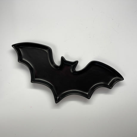 Madcap cottage black bat shaped halloween plate