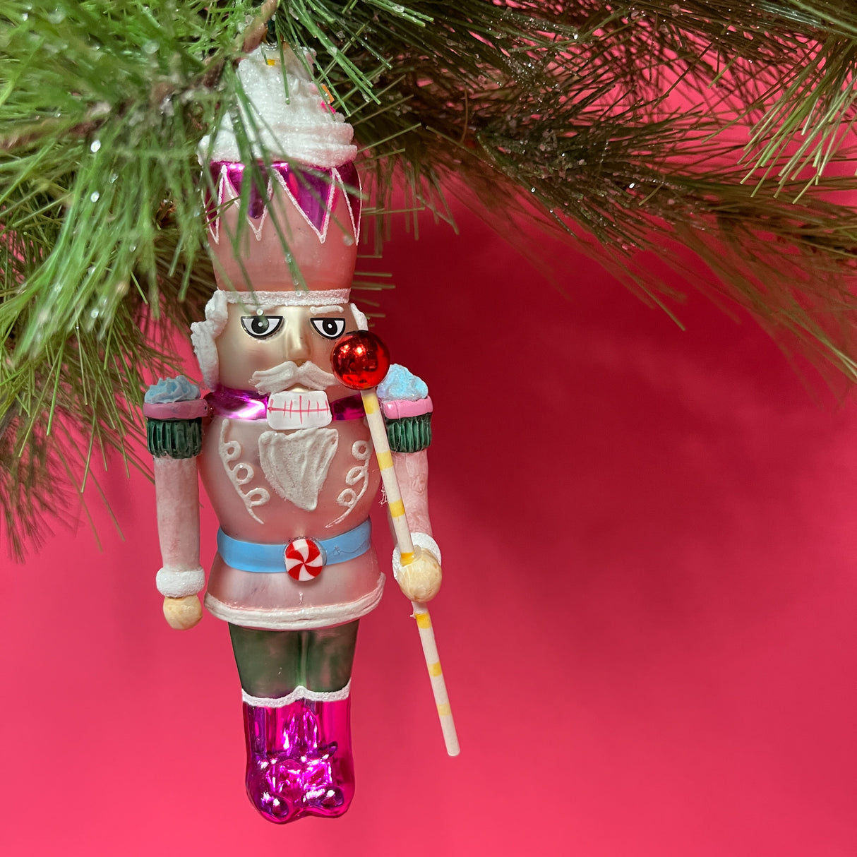Colorful Glass Nutcracker Christmas Ornaments, Set of 2