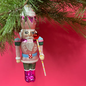 Colorful Glass Nutcracker Christmas Ornaments, Set of 2