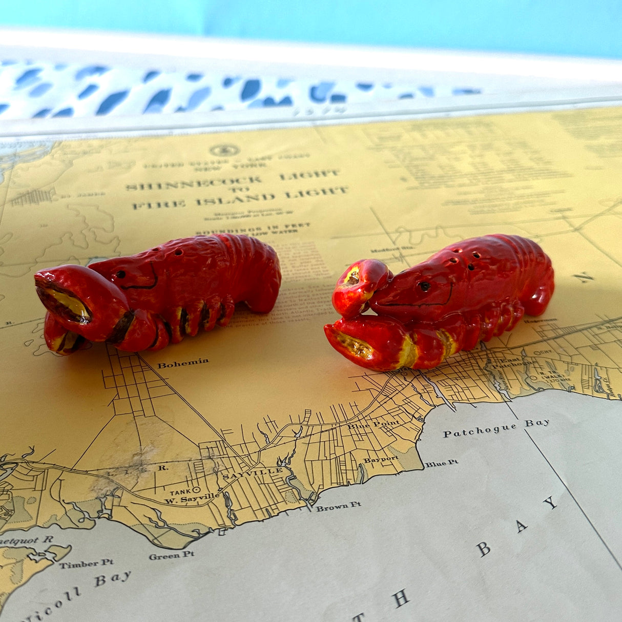 Madcap Cottage vintage orange lobster shaped salt and pepper shakers