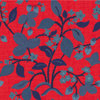a strawberry fabric sample featuring colorful strawberry and lemon motifs on a red background
