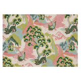 Chinoiserie Hooked Wool Pink Green and Blue Rug