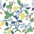 a strawberry fabric sample featuring colorful strawberry and lemon motifs on a white background