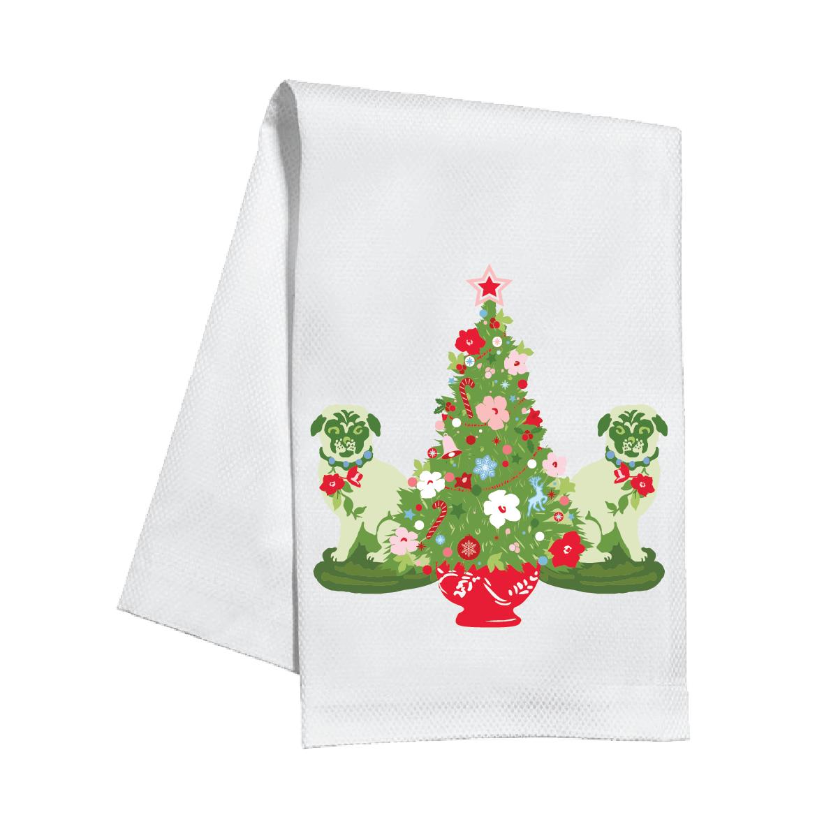 Christmas Pugs Tea Towel/Dish Towel/Guest Towel