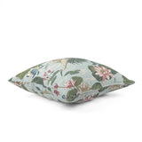 Side profile of Meadow Club Floral Swan outdoor pillow design.