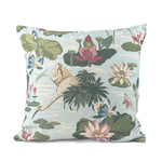 Meadow Club Floral Swan outdoor pillow with serene botanical design.