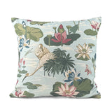 Meadow Club Floral Swan outdoor pillow with serene botanical design.