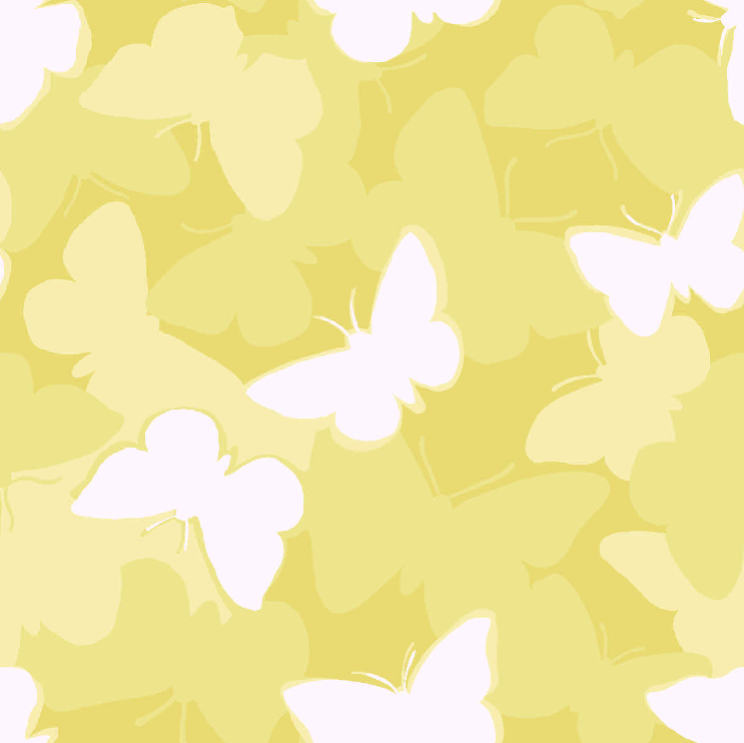 Meadow Morn outdoor wallpaper featuring a daffodil yellow butterfly pattern.