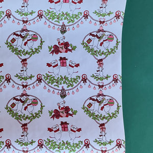 Cute Christmas wrapping paper featuring dancing mice motifs