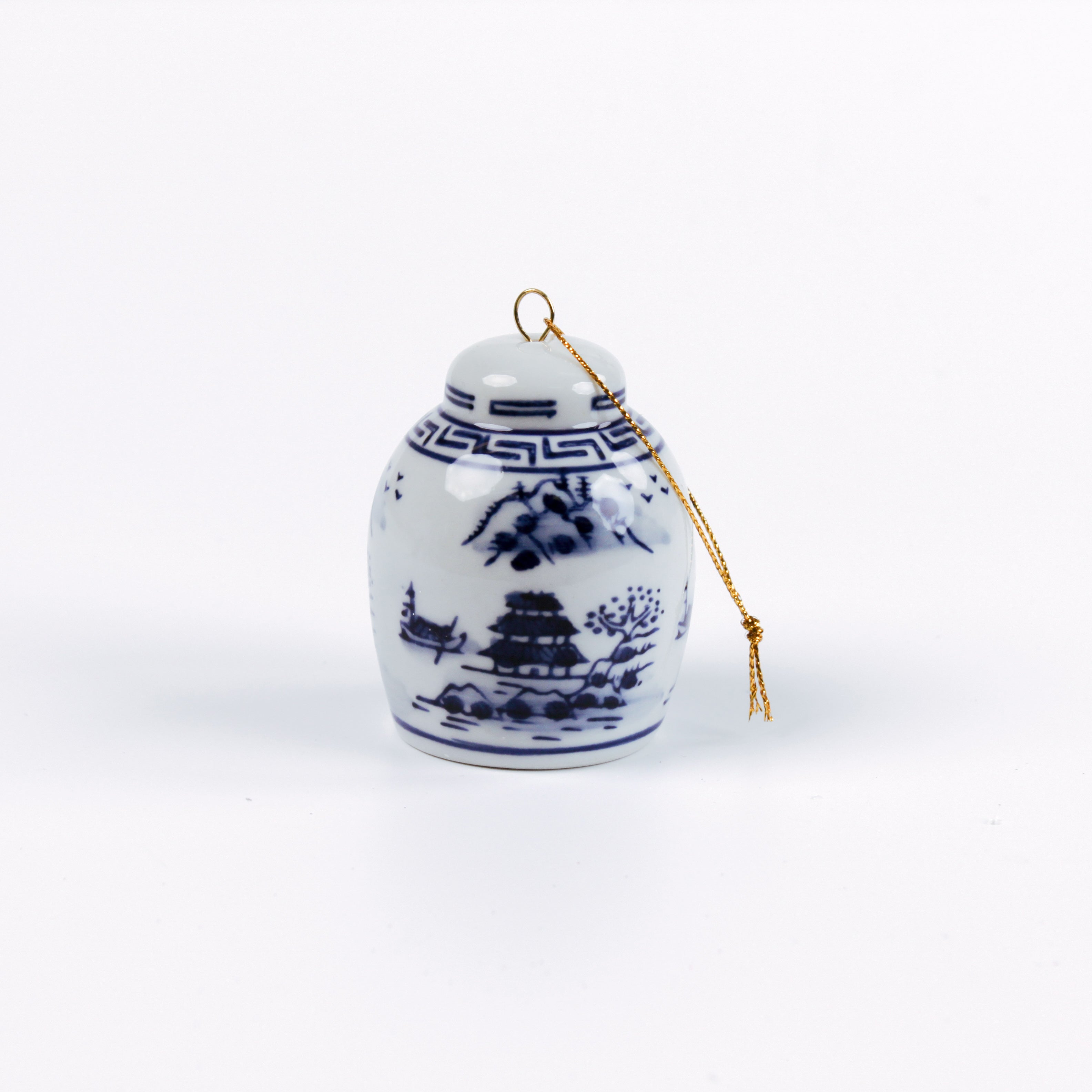 miniature blue and white Chinoiserie ginger jar Christmas ornaments 