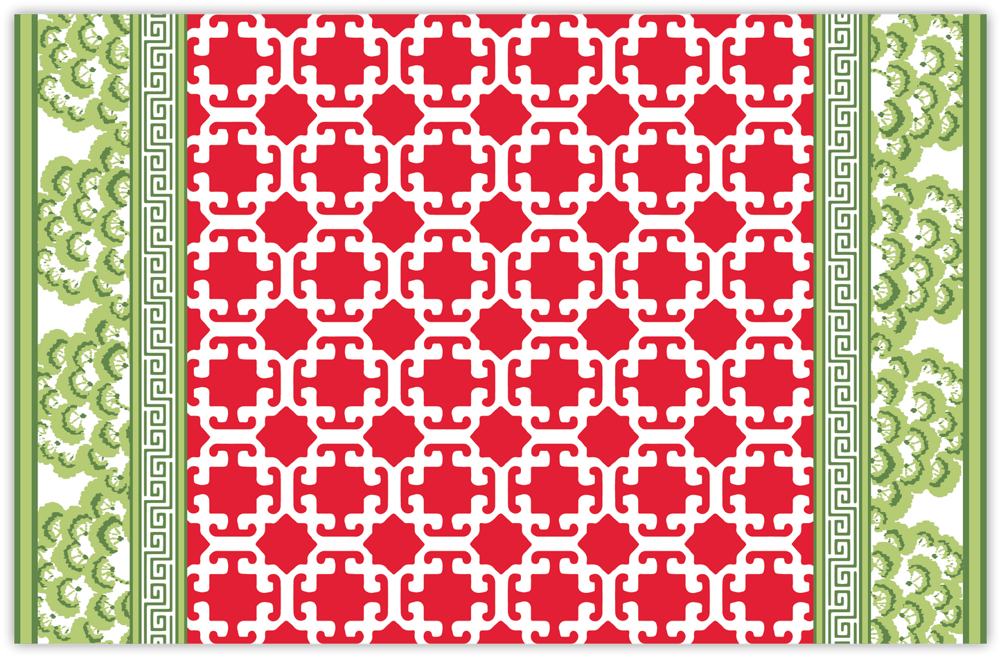 Monserrat Red Lattice Rectangular Paper Christmas Placemats