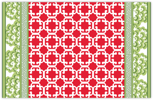 Monserrat Cranberry Red Rectangular Paper Christmas Placemats, Pad of 20