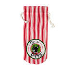red and white striped drawstring bag with a dog illustration and “Not a puppy!” on the front