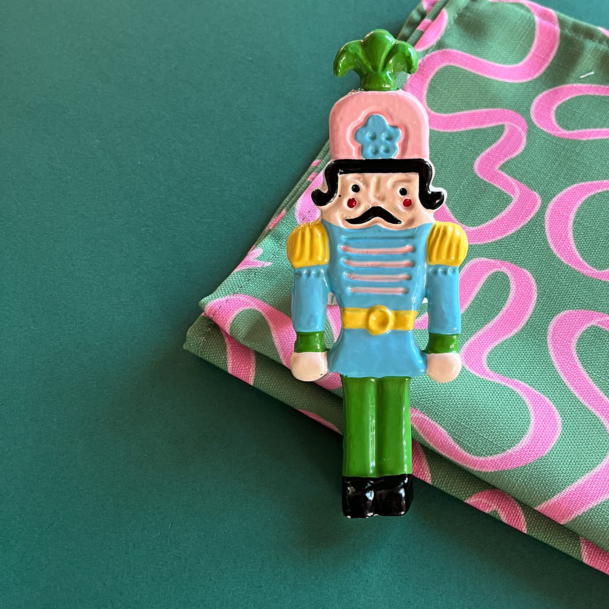 Nutcracker Painted-Metal Christmas Napkin Rings, Set of 4