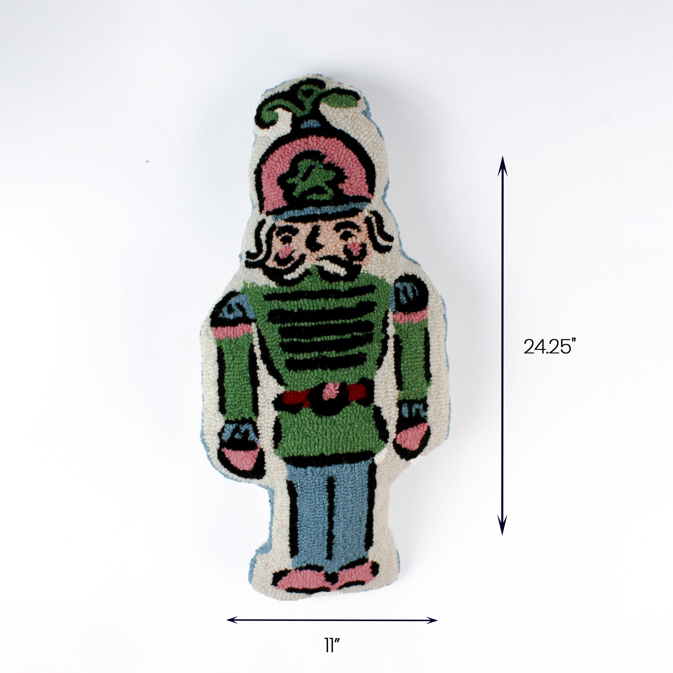 Nutcracker shaped Christmas pillow, 24.25" H x 11" W