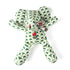 Green and white patterned stuffed elephant toy with a decorative bow.