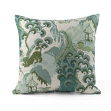 Old Peking outdoor pillow featuring a classic scenic pattern.