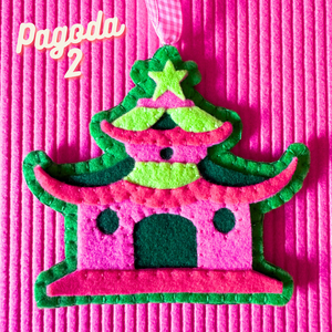 Handmade Felt Pagoda Christmas Ornaments