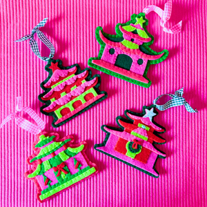 Handmade Felt Pagoda Christmas Ornaments