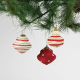 set of 3 red Painted Paper Mache crhistmas Ornament