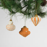 Set of 3 Yellow Hand painted Paper Maché christmas Ornament