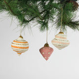 Set of 3 Yellow Hand painted Paper Maché christmas Ornament