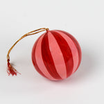 red paper Mache Striped Christmas Ornaments