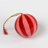 red paper Mache Striped Christmas Ornaments