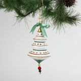 red spot Paper Mache Stripes and Bows Christmas Ornament