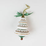 red spot Paper Mache Stripes and Bows Christmas Ornament