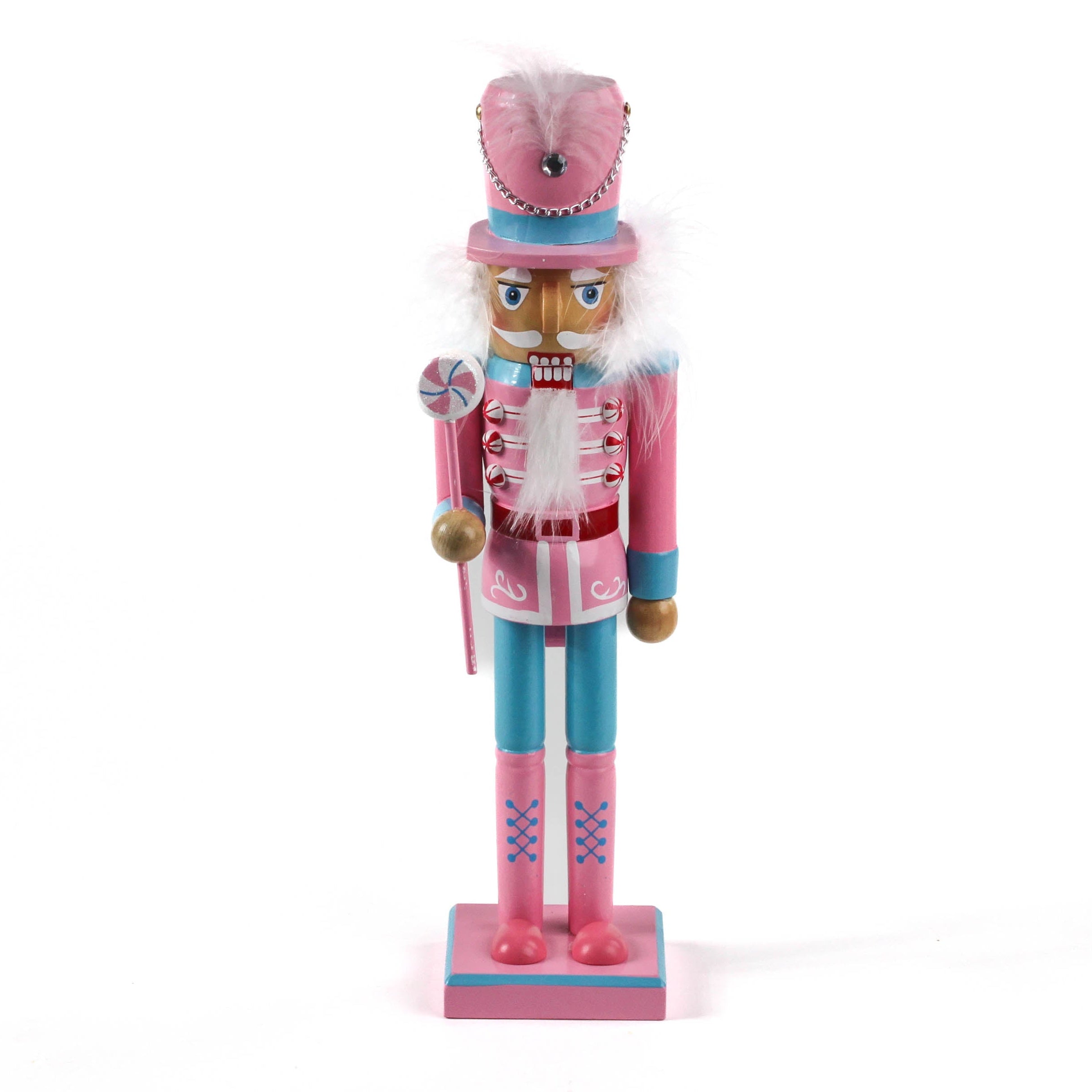 a Pink Christmas Nutcracker Table Decoration on a white background
