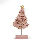 back of a Pink Christmas Tree Table Decorations in white background