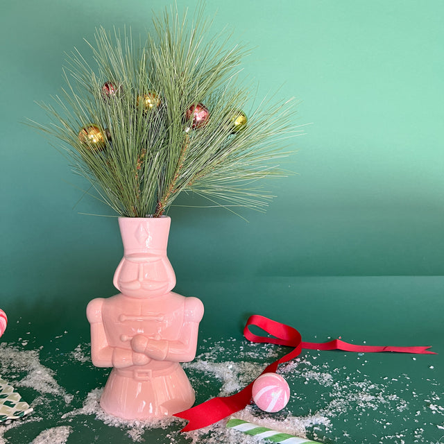 Pink Ceramic Christmas Nutcracker Vase