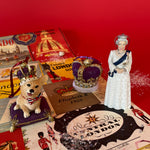 Queen Elizabeth, a Corgi, and a Crown Christmas ornaments