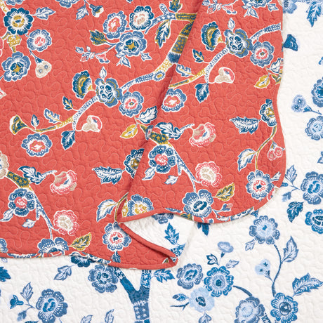 Detail of patterns for Temple Garden 3pc reversible bed set