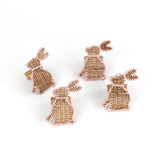 set of 4 Rattan bunny napkin rings on a white background