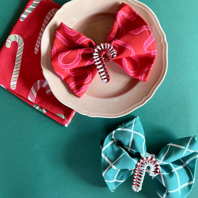 Rattan Candy Cane Christmas napkin rings