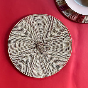 Rear view of Peppermint rattan charger/placemat