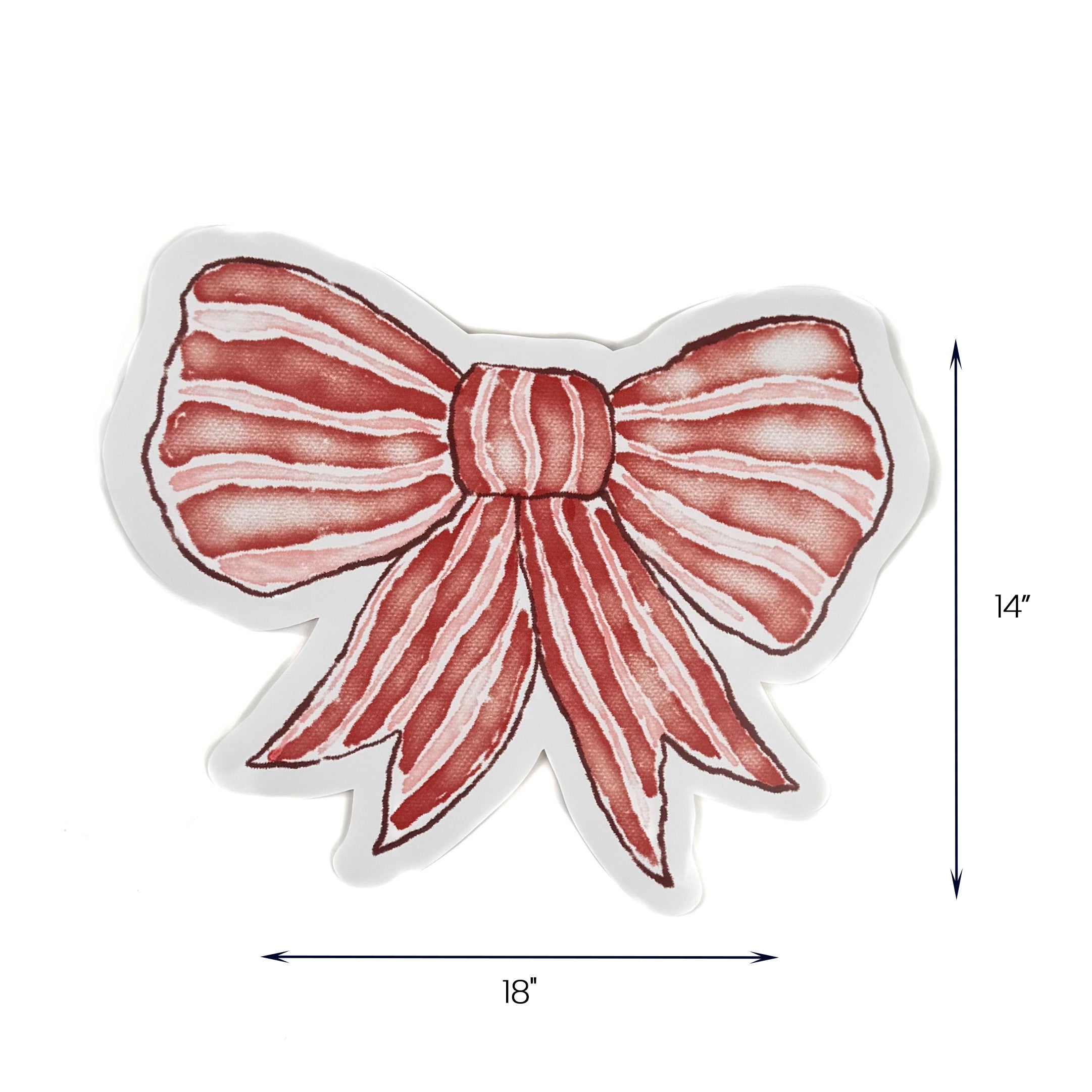 Red bow shaped placemat with ribbon design, 18 by 14 inches