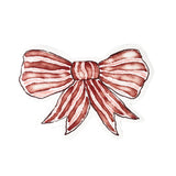 Red striped bow wall décor with hand-painted style detailing, displayed on a white background.