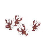 Set of red lobster napkin rings featuring detailed coastal-inspired lobster designs.