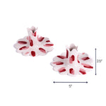 Red scalloped candle holder with dimension of 5" x 2.5".