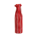 red and white striped fabric wine bag standing upright