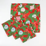 Rock Lobster Green and Red Cloth Dinner Napkins, Set of 4