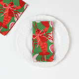Rock Lobster Green and Red Cloth Dinner Napkins, Set of 4