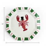 Octagonal Hand-painted Lobster Trinket Tray made of metal dimension