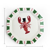 Octagonal Hand-painted Lobster Trinket Tray made of metal dimension